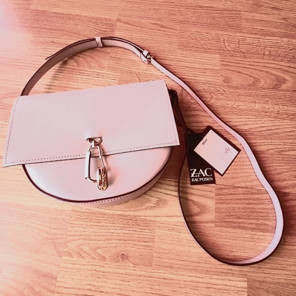 Zac Posen NWT ladies gray leather purse Belay Saddlebag crossover MSRP $295 - Picture 3 of 9